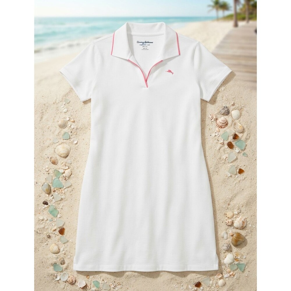 Tommy Bahama TropiCool IslandZone Women M Pima Cotton Golf Tennis Polo Dress